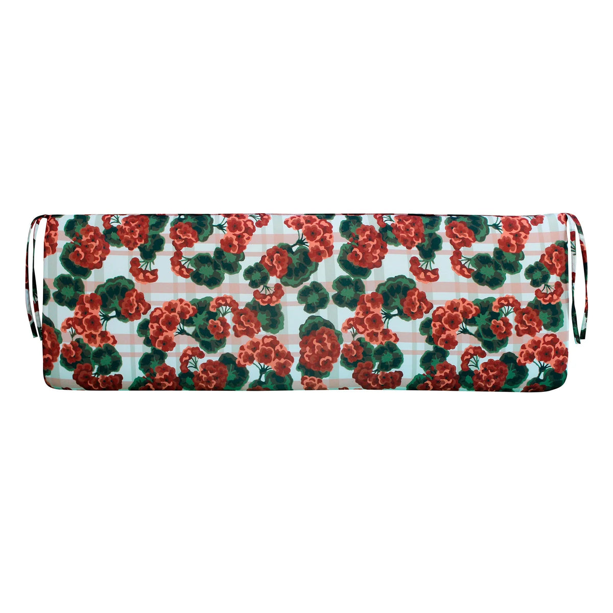 Outdoor Bench Cushion with Ties, Plush Knife-Edge Fill, Weather-Resistant Fabric, Multiple Colors an — Country Geranium / 47"