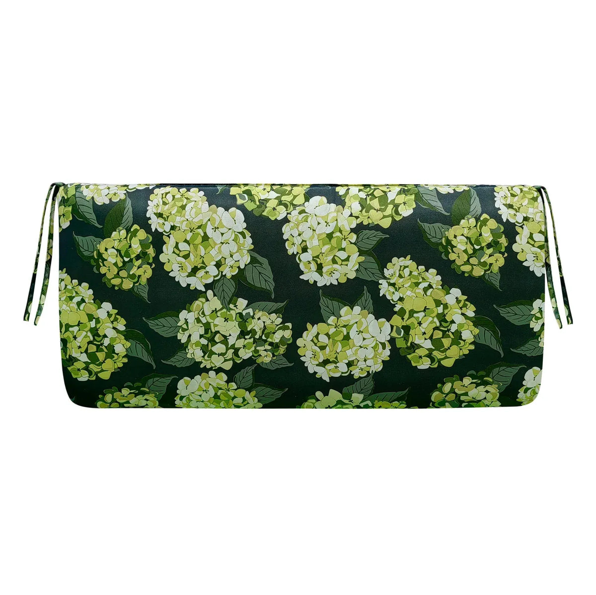 Outdoor Bench Cushion with Ties, Plush Knife-Edge Fill, Weather-Resistant Fabric, Multiple Color — Green Envy Hydrangea / 36"