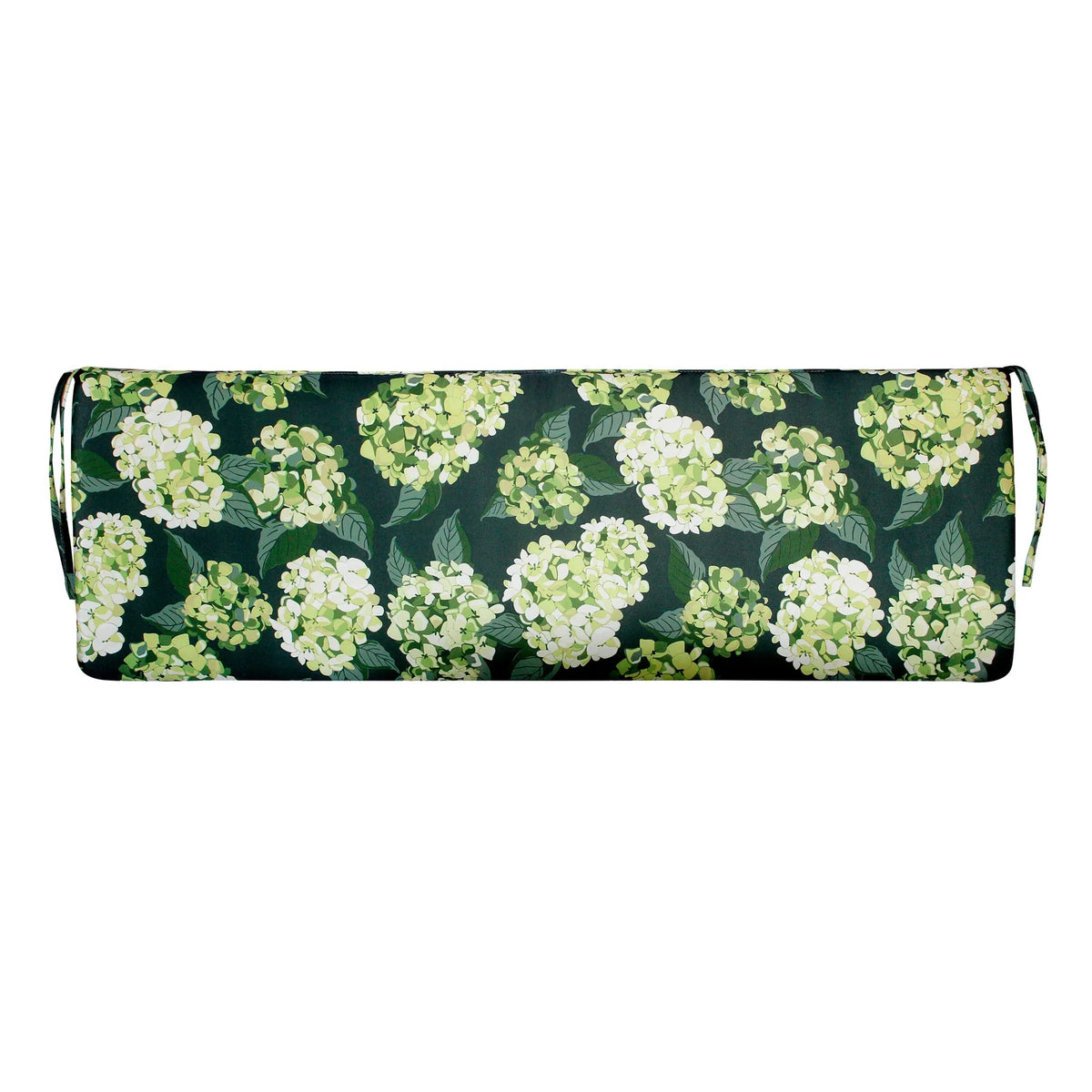 Outdoor Bench Cushion with Ties, Plush Knife-Edge Fill, Weather-Resistant Fabric, Multiple Color — Green Envy Hydrangea / 47"
