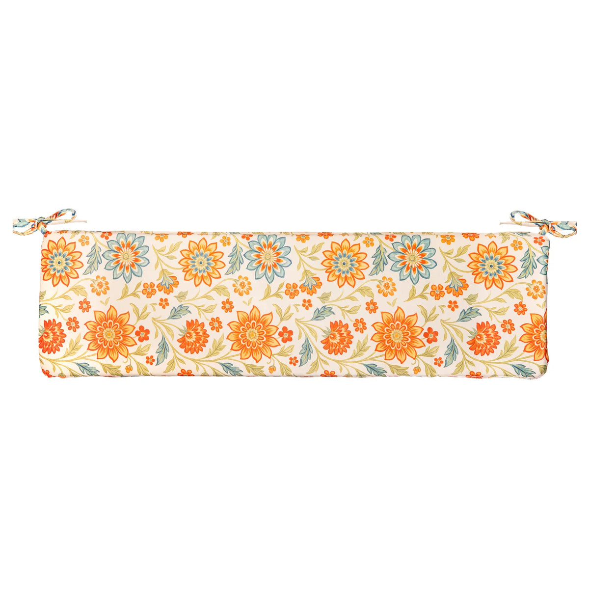 Outdoor Bench Cushion with Ties, Plush Knife-Edge Fill, Weather-Resistant Fabric, Multiple Colors and 36 — Flower Pops / 60"