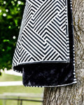 Outdoor Blanket in Black Geo Pattern