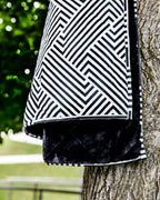 Outdoor Blanket in Black Geo Pattern
