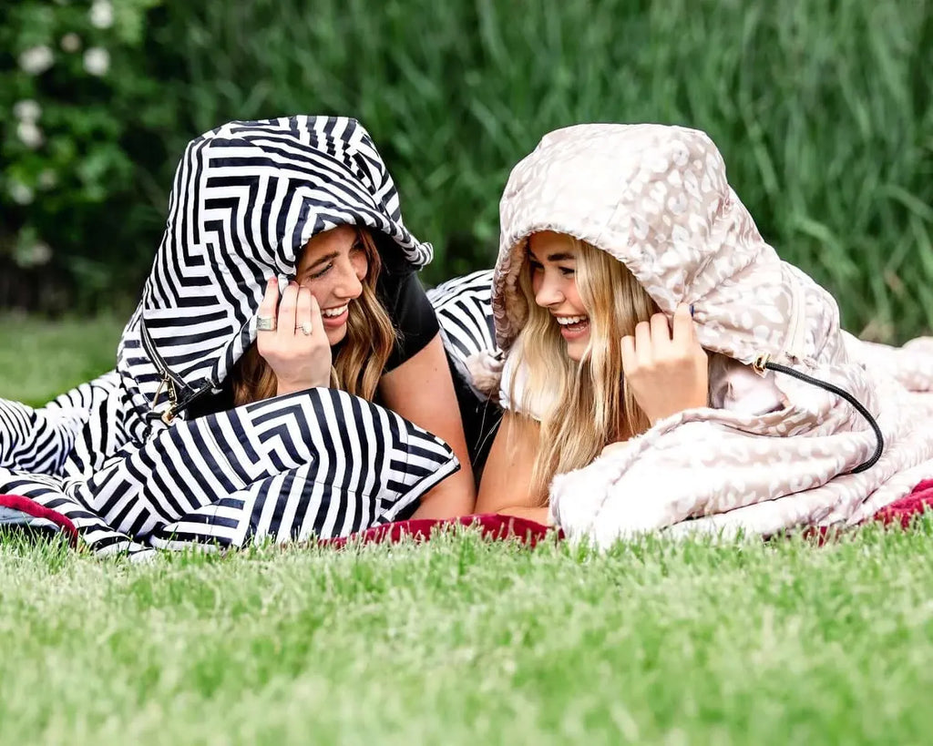 Outdoor Blanket in Black Geo Pattern