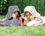 Outdoor Blanket in Black Geo Pattern