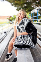 Outdoor Blanket in Black Geo Pattern
