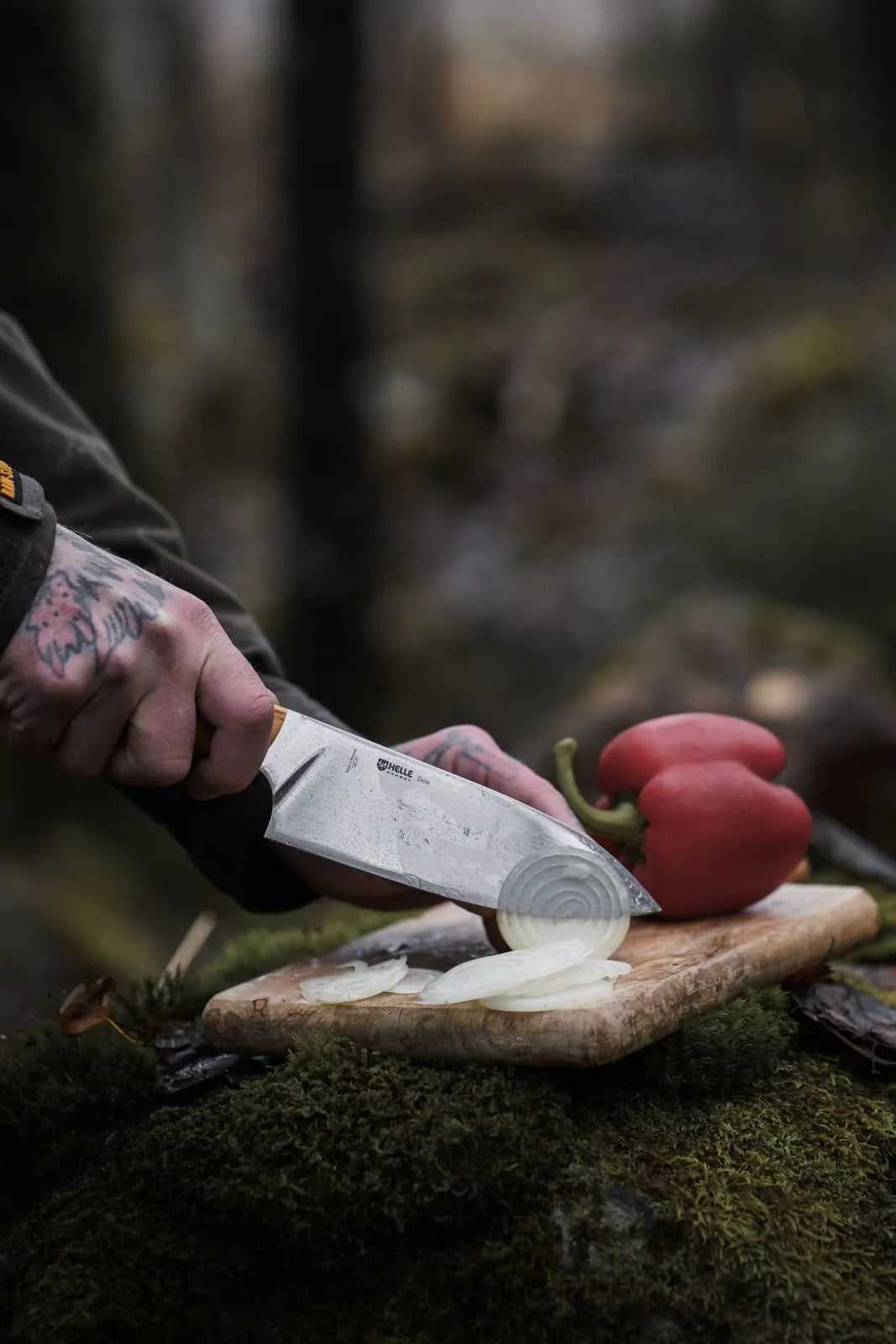 Outdoor Chef Knife with a 160 mm Polished 12C27 Steel Blade and Curly Birch Handle for Camp Cooking