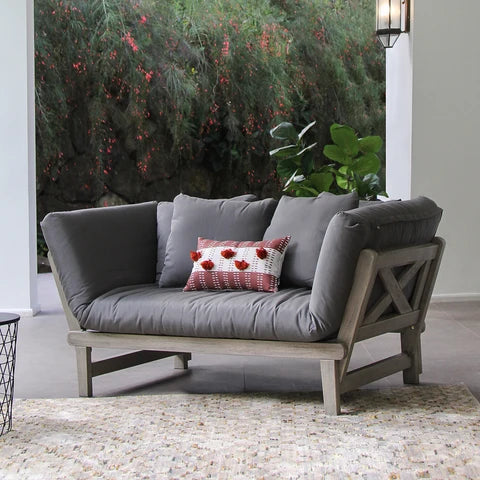 Outdoor Cushion Slipcover Set in Gray Olefin Fabric for Convertible Sofa Daybed Seating · outdoor cushion covers