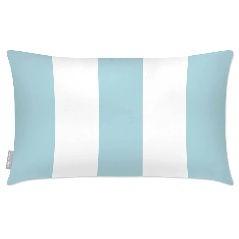 Outdoor Garden Cushion in a Three-Stripe — Celeste Blue / 50 x 30 cm / Celeste Blue / 55 x 35 cm / Celeste Blue / 60 x 40 cm