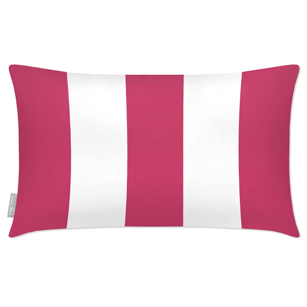 Outdoor Garden Cushion in a Three-Stripe Design with Waterproof F — Pink / 50 x 30 cm / Pink / 55 x 35 cm / Pink / 60 x 40 cm
