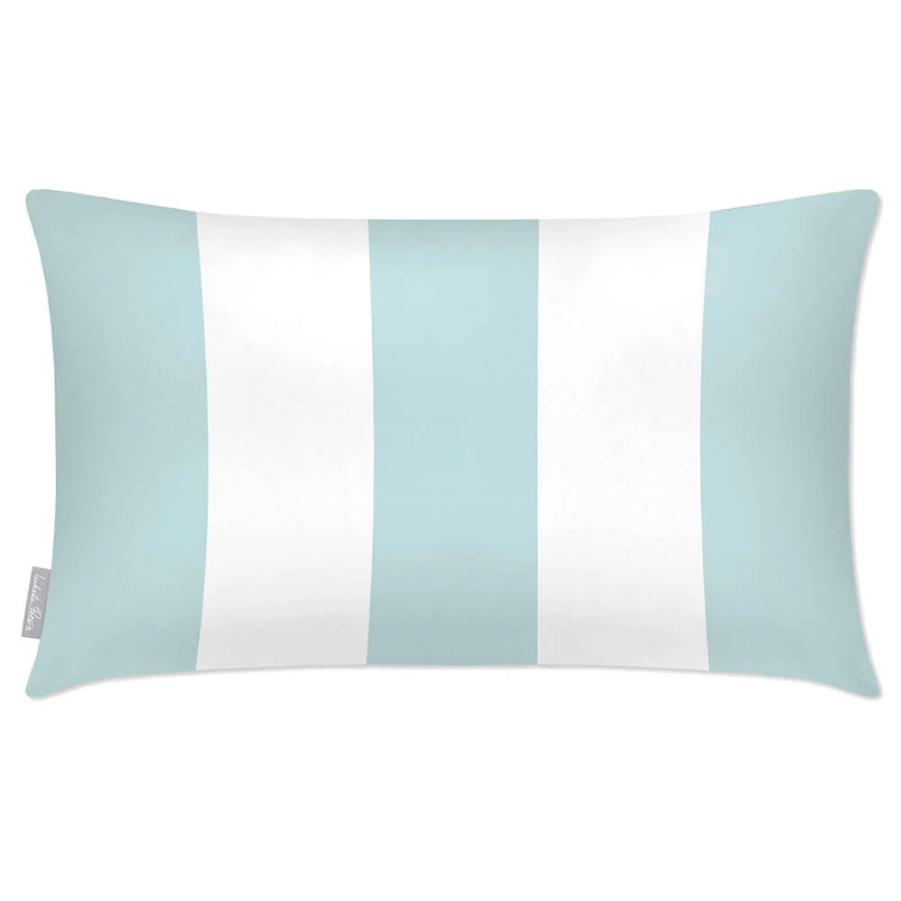 Outdoor Garden Cushion in a Three-Stripe Design with — Duck Egg / 50 x 30 cm / Duck Egg / 55 x 35 cm / Duck Egg / 60 x 40 cm