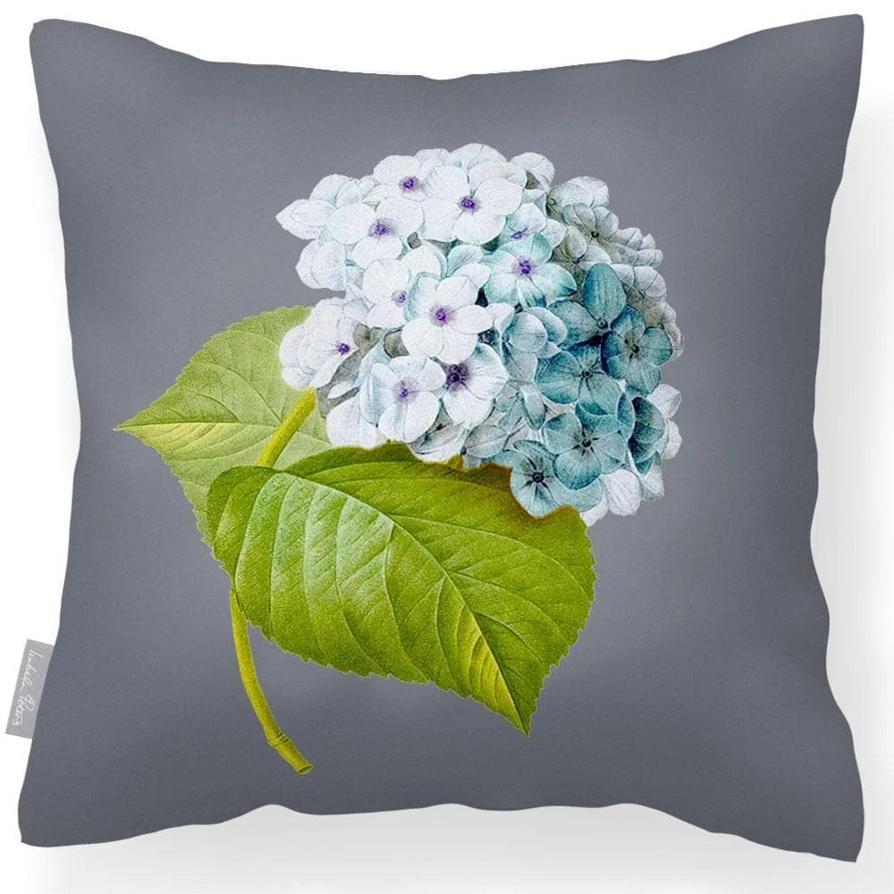Outdoor Hydrangea Garden Cushion in Soft, Breathable Fabric, Featuring a Dual Sided F — Grey / 43 x 43 cm / Grey / 50 x 50 cm