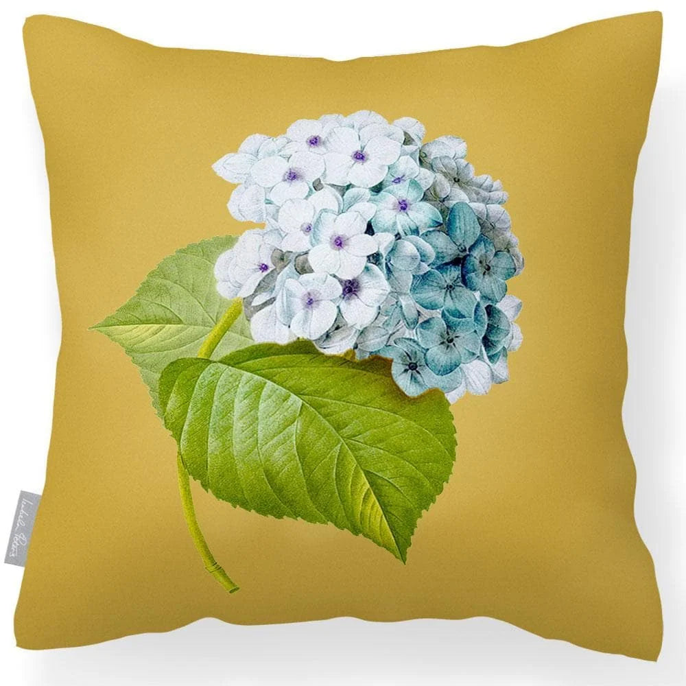 Outdoor Hydrangea Garden Cushion in Soft, Breathable Fabric, Featuring a Dual S — Mustard / 43 x 43 cm / Mustard / 50 x 50 cm