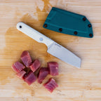 Outdoor Kitchen Knife with a MagnaCut Santoku Blade and Textured G10 Handle for Campsite Meal Prep