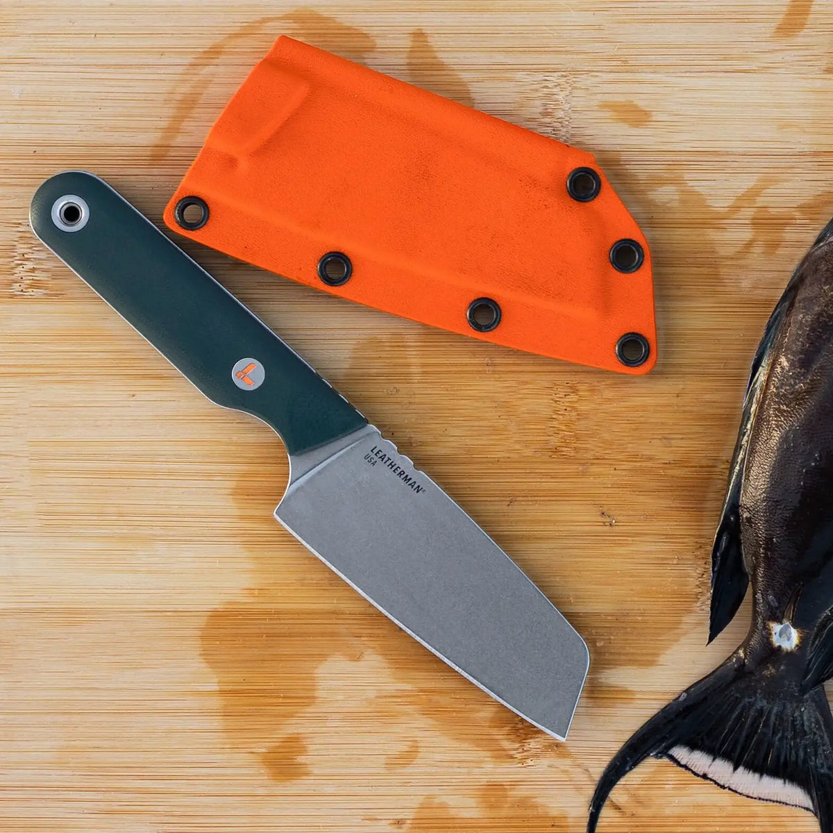 Outdoor Kitchen Knife with a MagnaCut Santoku Blade and Textured G10 Handle for Campsite Meal Prep