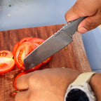 Outdoor Kitchen Knife with a MagnaCut Santoku Blade and Textured G10 Handle for Campsite Meal Prep