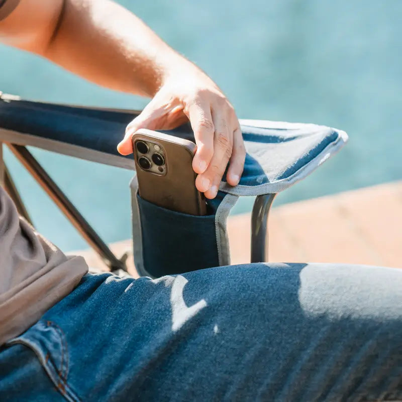 Outdoor Rocking Chair with Spring-Action Rocking, Carry Strap, Phone Pocket and Beverage Holder in Six Colors