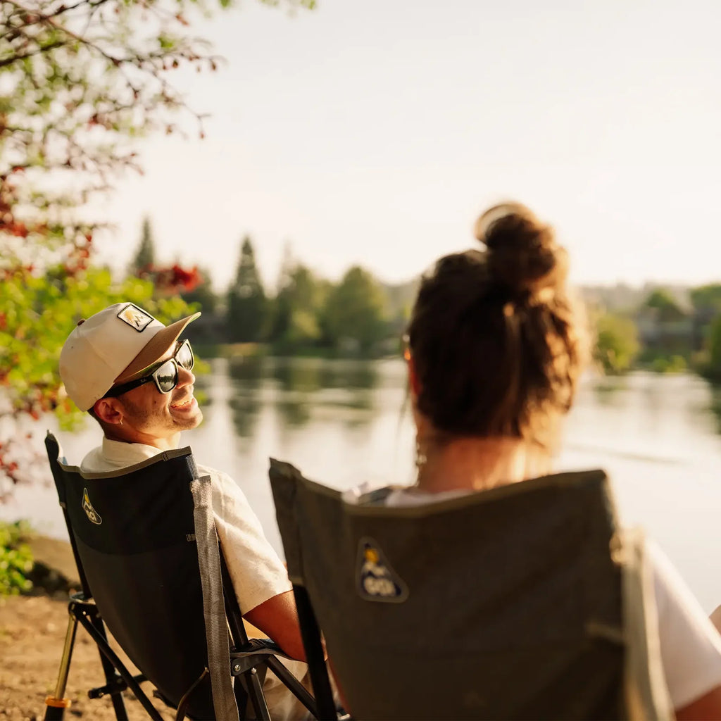 Outdoor Rocking Chair with Spring-Action Rocking, Carry Strap, Phone Pocket and Beverage Holder in Six Colors