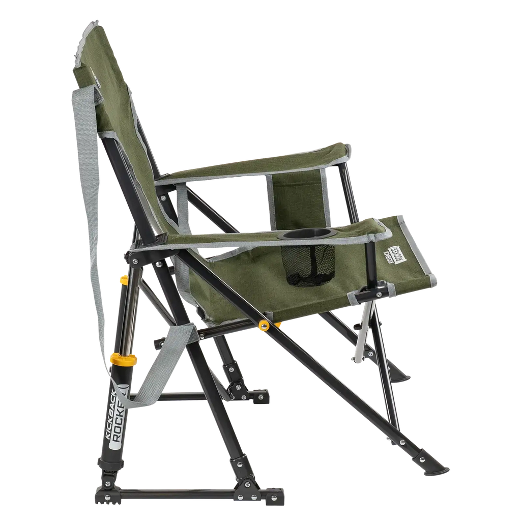 Outdoor Rocking Chair with Spring-Action Rocking, Carry Strap, Phone Pocket and Beverage Holder in Six Colors