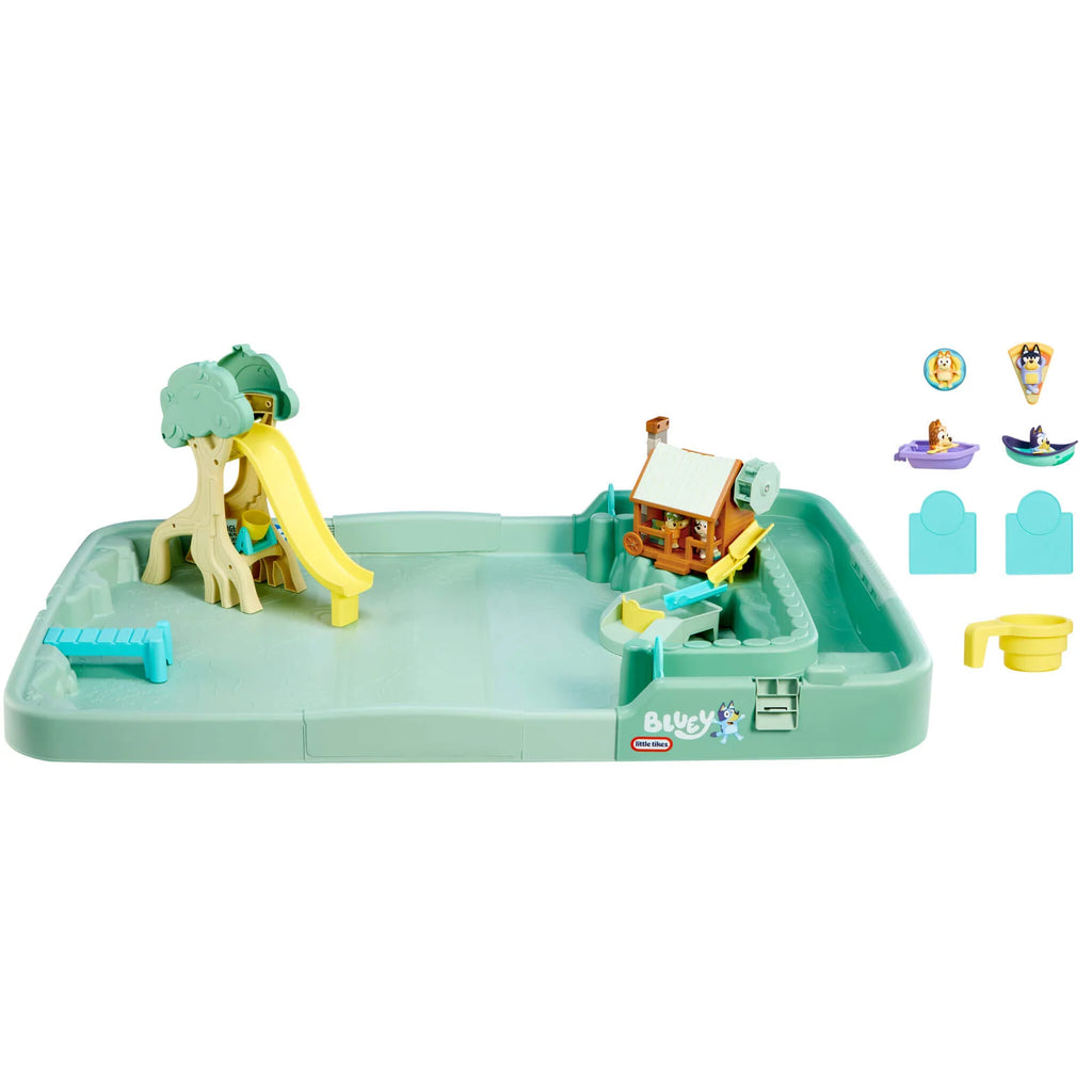 Outdoor Water Table with a Log Ride Tower and Folding Design for Imaginative Splash Play Together