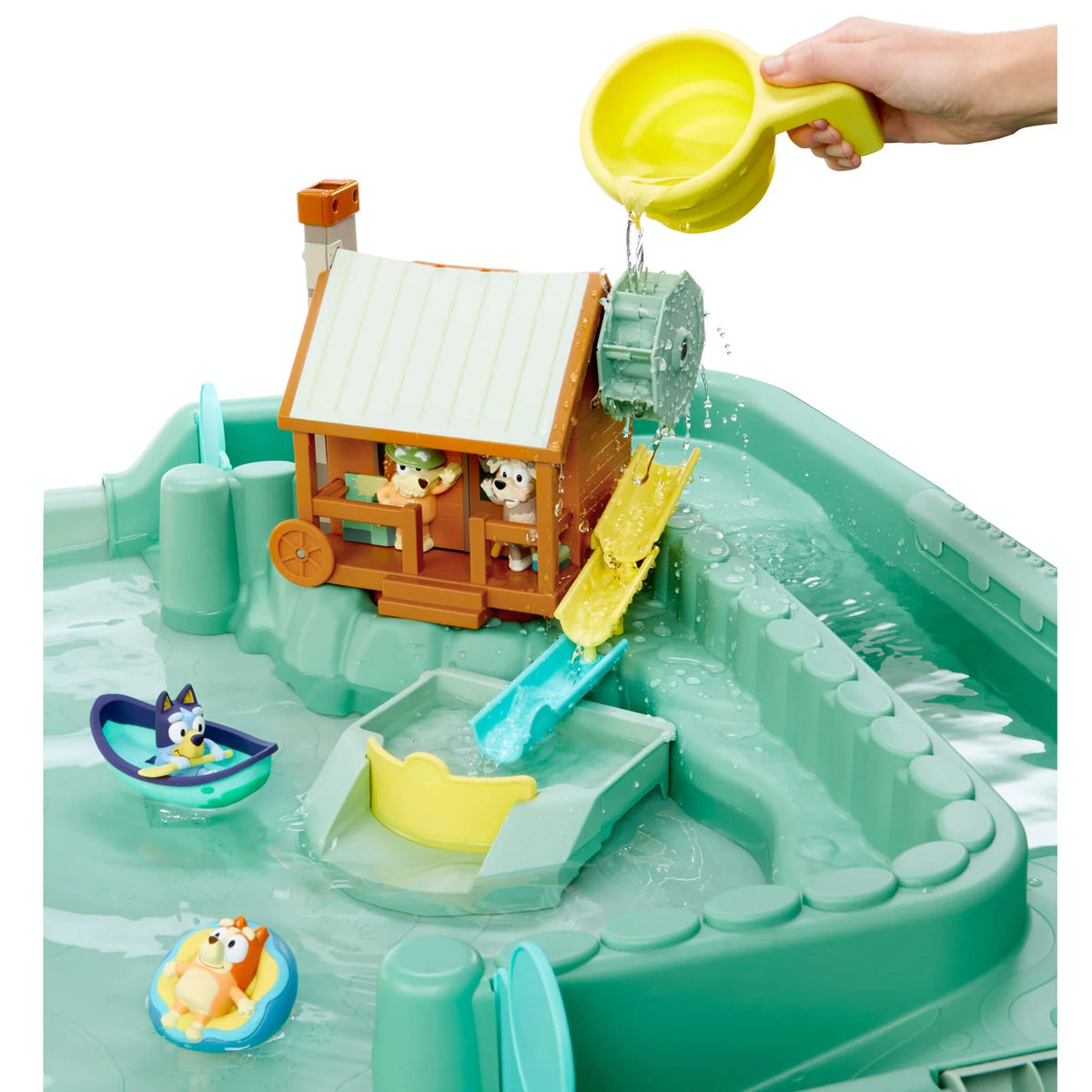 Outdoor Water Table with a Log Ride Tower and Folding Design for Imaginative Splash Play Together