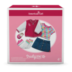Outfit for 18-inch Dolls with a Berry Varsity Jacket and Star-Print Tee for a Coordinated School Look