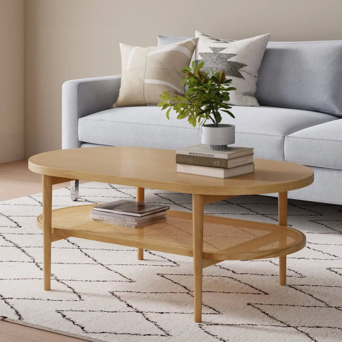 Oval Coffee Table in Warm Pine