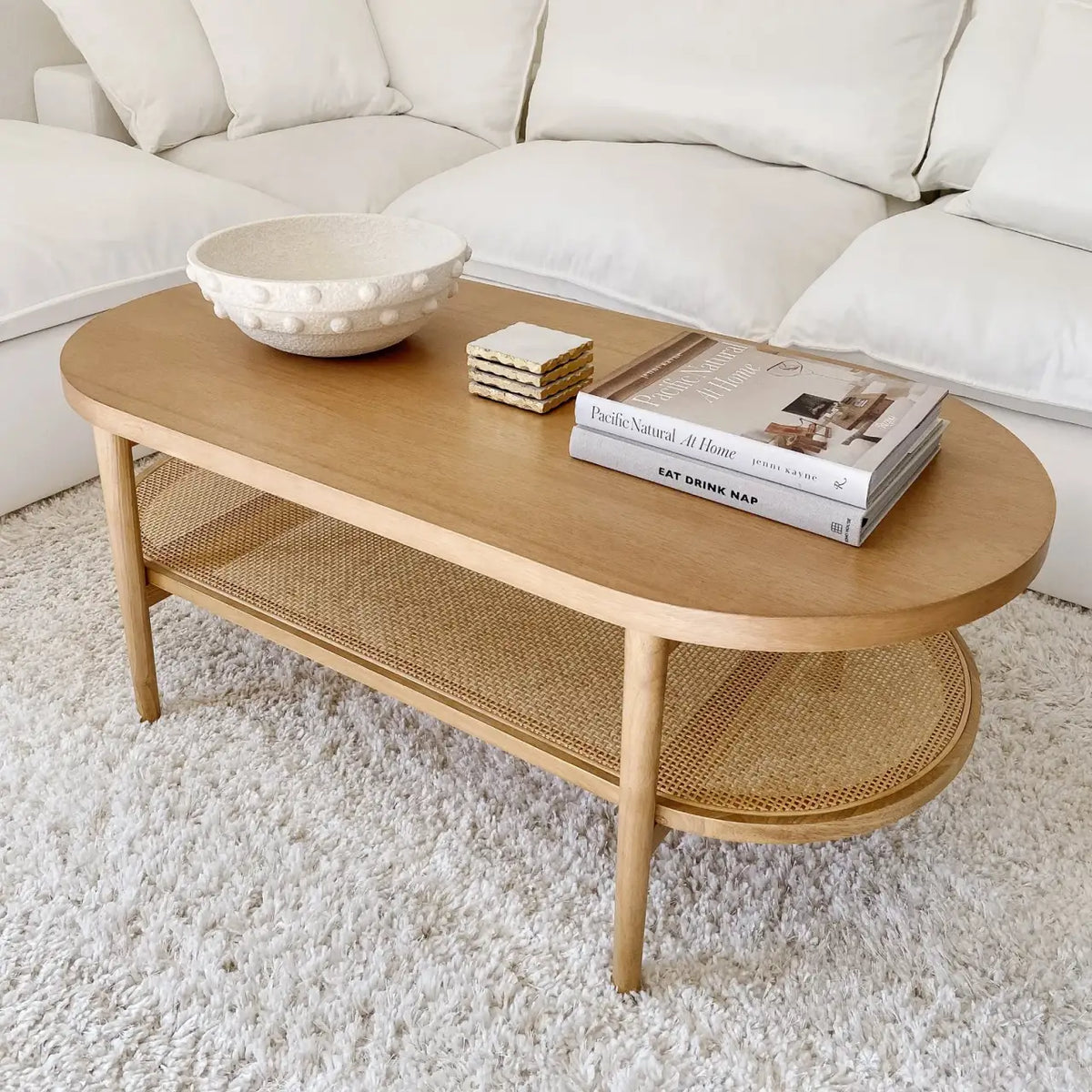 Oval Coffee Table in Warm Pine