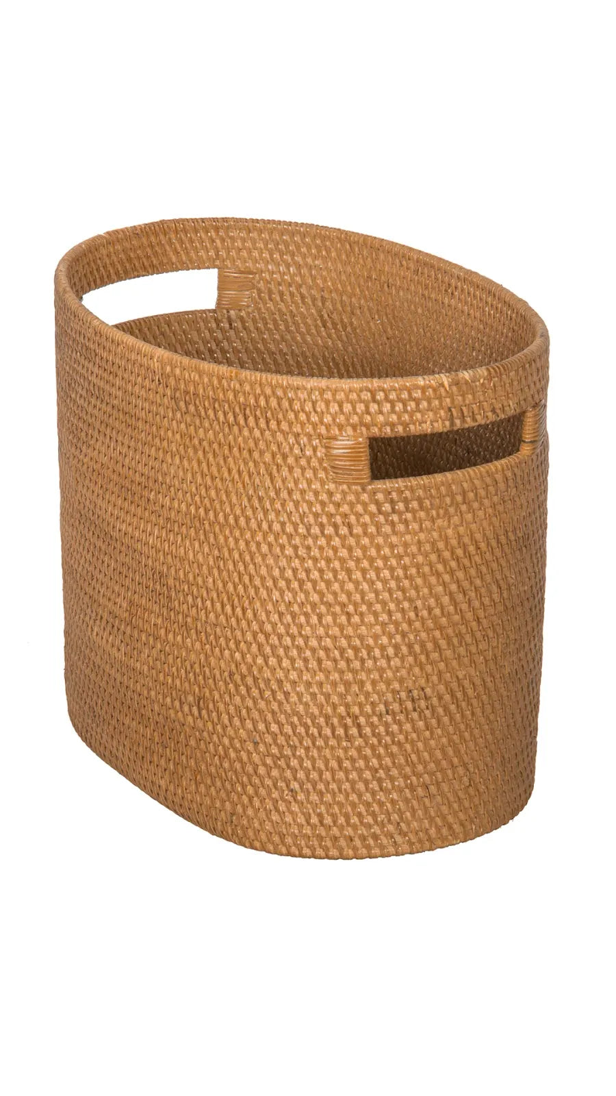 Oval Rattan Magazine Rack Handwoven, Honey Brown
