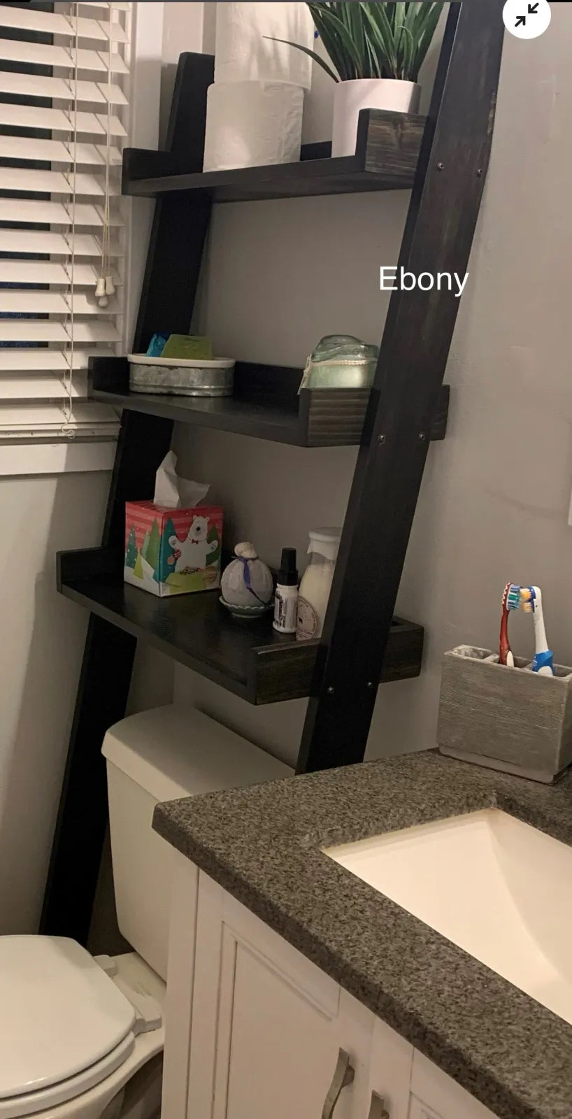 Over the Toilet Ladder Shelf, Ebony