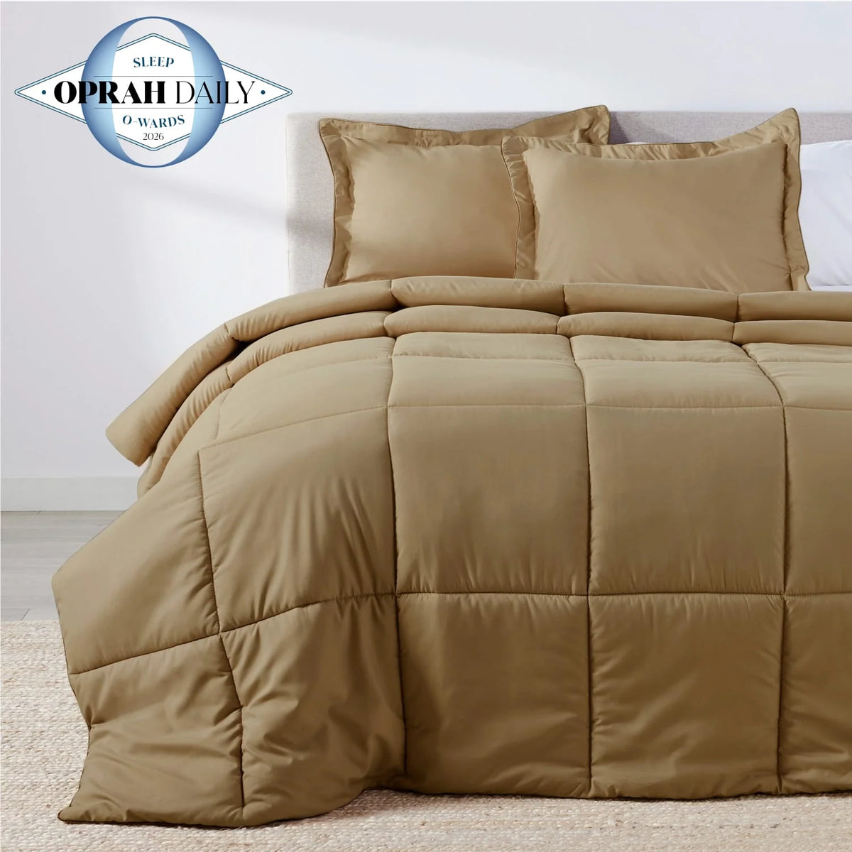 Oversized Comforter Set with Moisture-Wicking Smart Fabric, Poly Down Alternative Fill and Two Pillow Shams