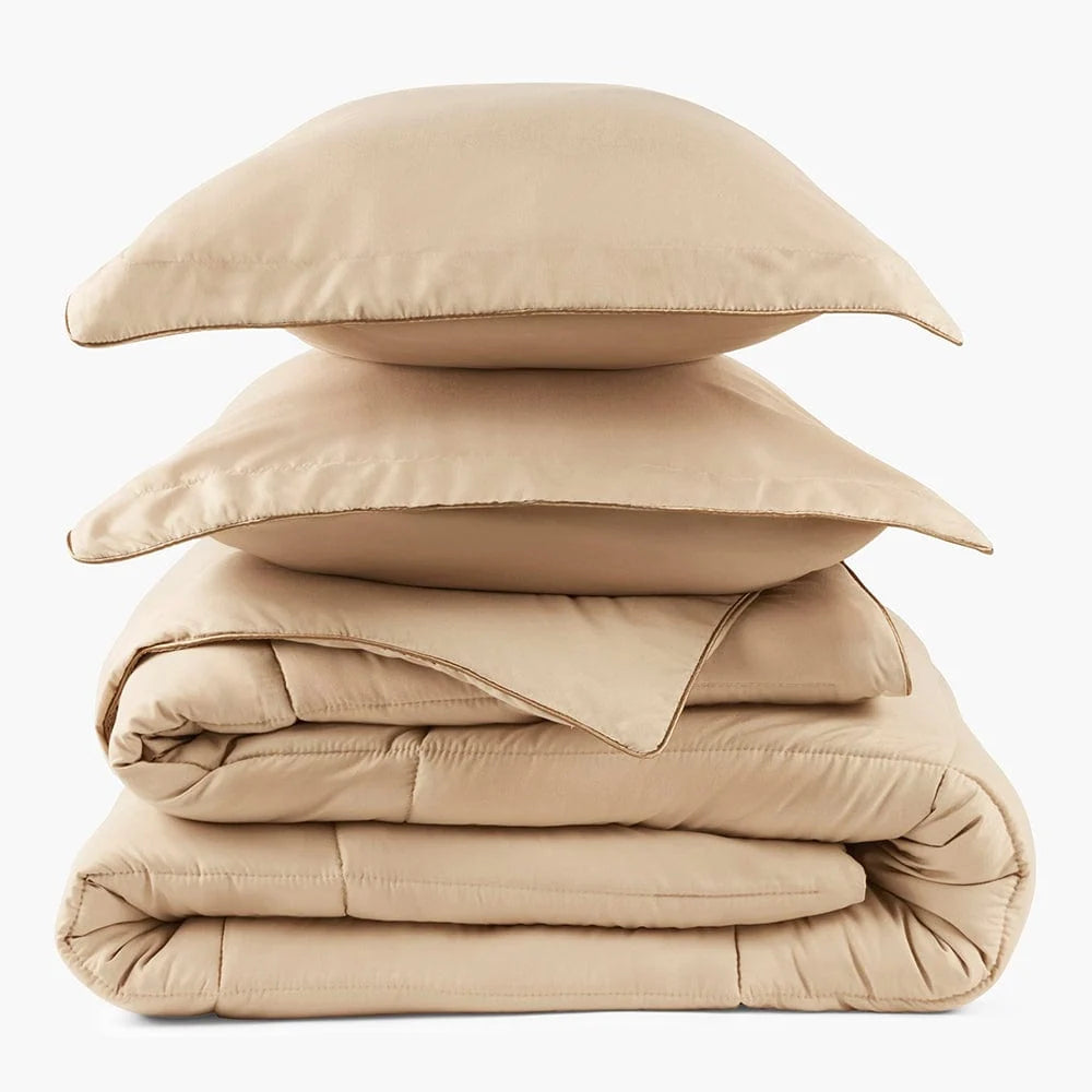 Oversized Comforter Set with Two Pillow Shams, Moisture-Wicking Smart Fabric and Poly Down Alternative Fill