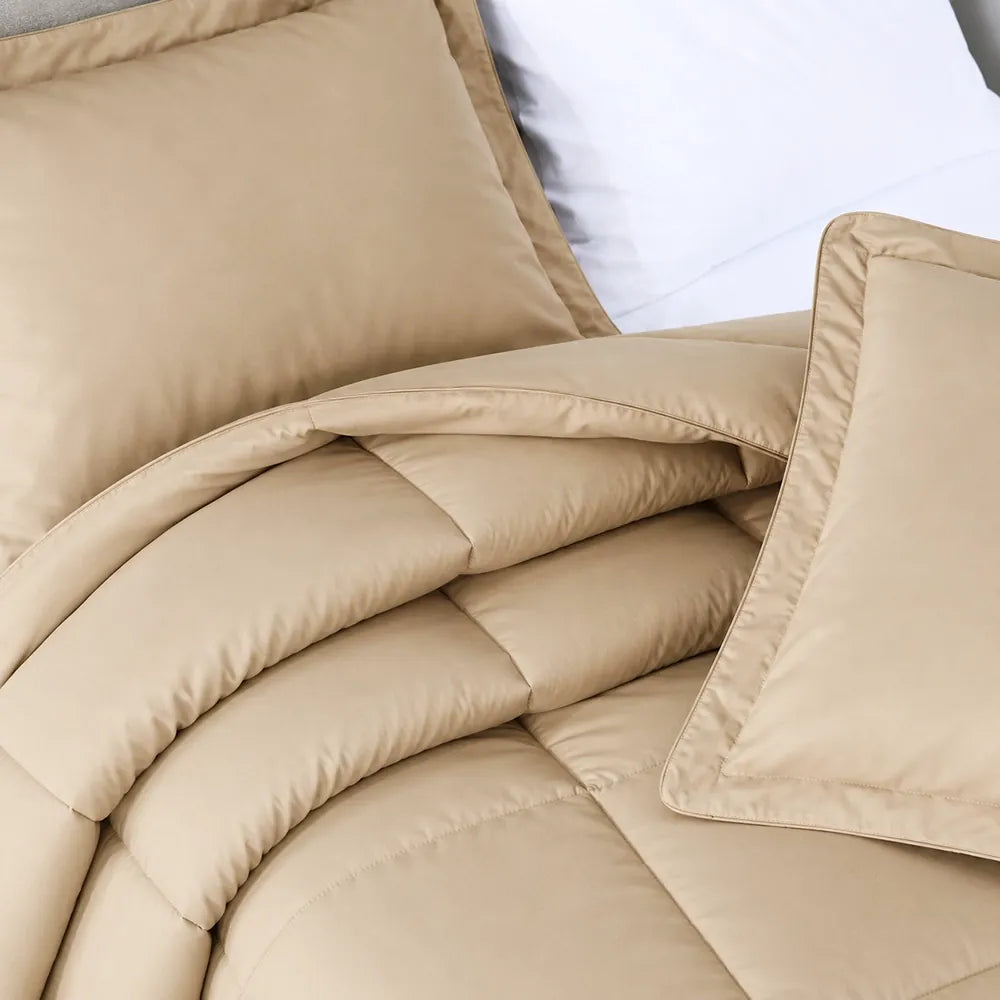 Oversized Comforter Set with Two Pillow Shams, Moisture-Wicking Smart Fabric and Poly Down Alternative Fill