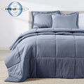 Oversized French Blue Comforter Set with Moisture-Wicking Smart Fabric and Two Matching Pillow Shams