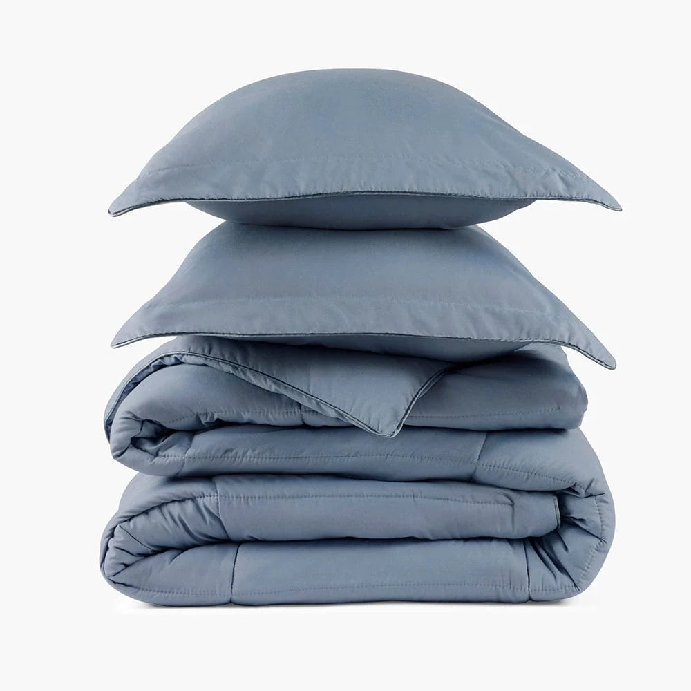 Oversized French Blue Comforter Set with Moisture-Wicking Smart Fabric and Two Matching Pillow Shams