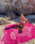 Oversized Fuchsia Turtle Beach Towel in 100% Turkish Organic