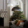 Oversized Metal Dome Pendant Light with Adjustable Cable, Gold-Foiled Interior and Four Size — Black / 15 in.