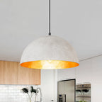 Oversized Metal Dome Pendant Light with Adjustable Cable, Gold-Foiled Interior and Four Size