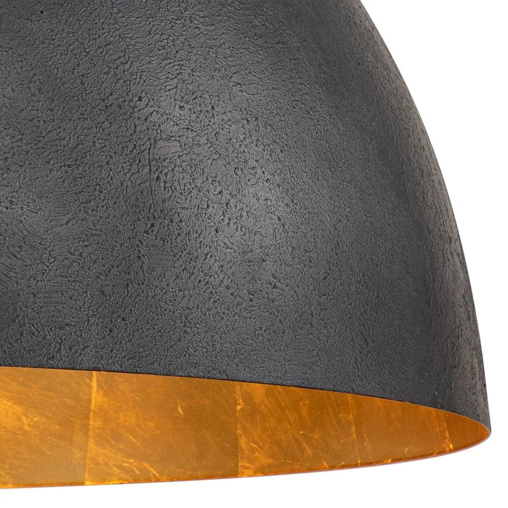 Oversized Metal Dome Pendant Light with Adjustable Cable, Gold-Foiled Interior and Four Size