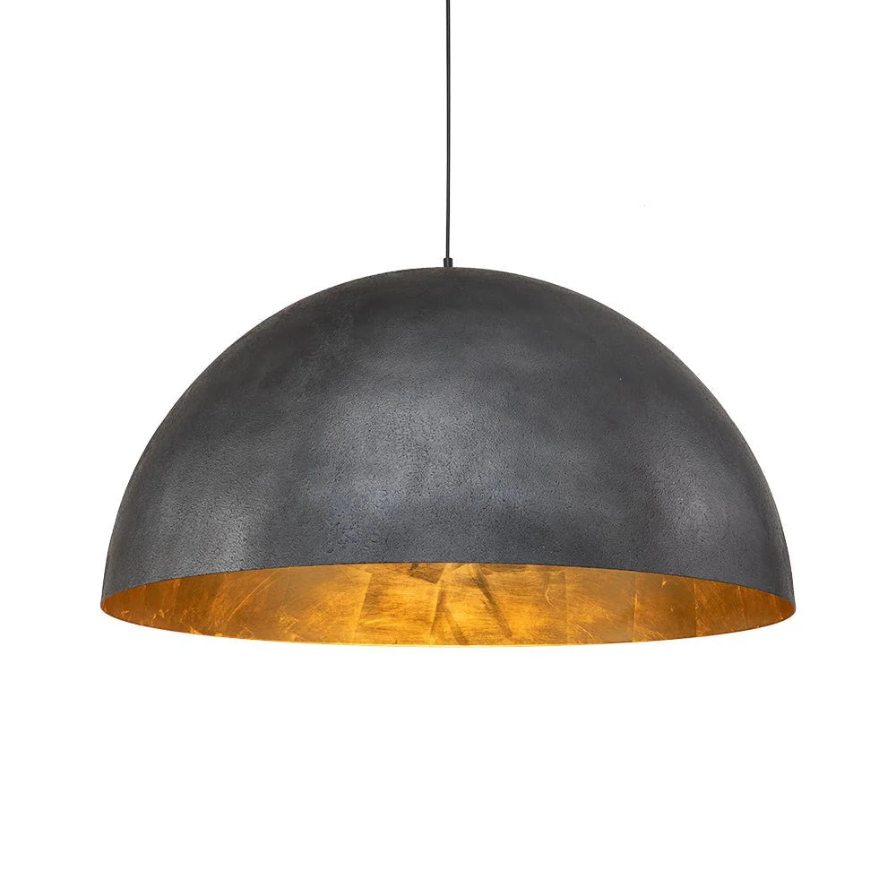 Oversized Metal Dome Pendant Light with Adjustable Cable, Gold-Foiled Interior and Four Size