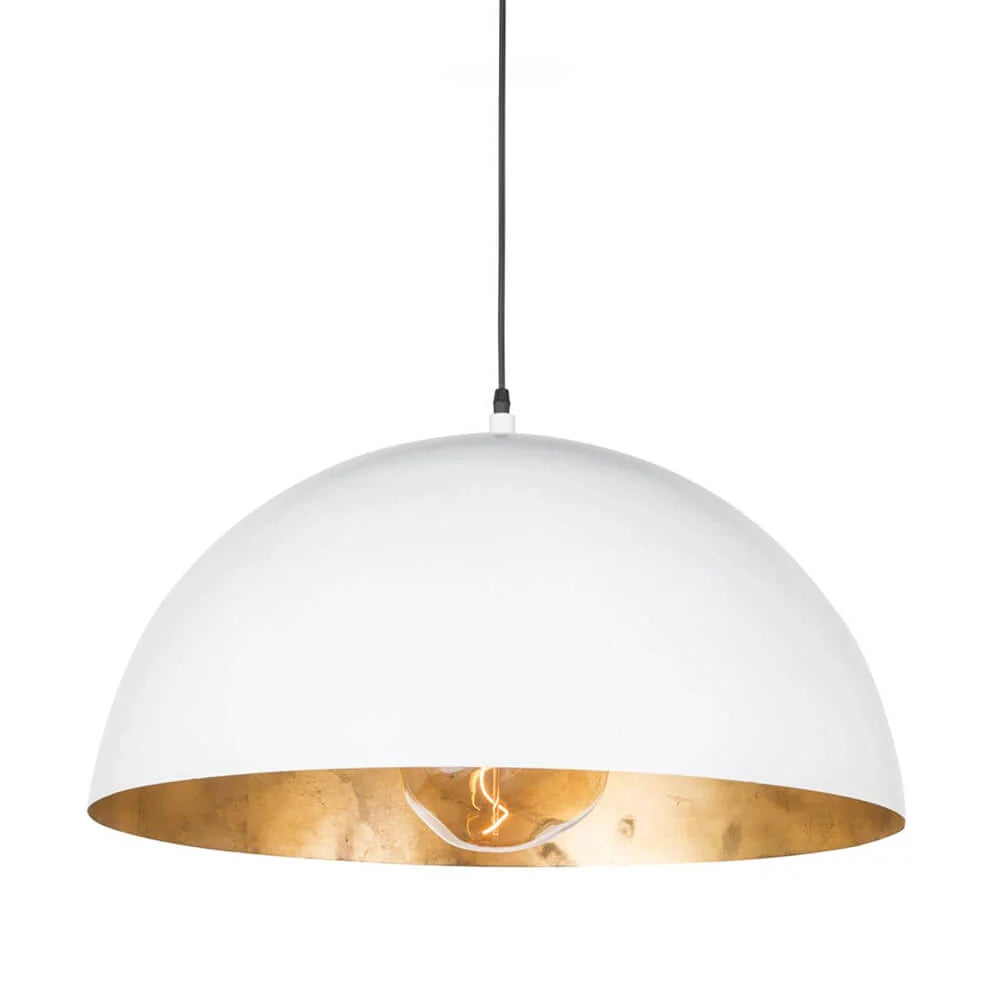 Oversized Metal Dome Pendant Light with Adjustable Cable, Gold-Foiled Interior and Four Size
