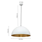 Oversized Metal Dome Pendant Light with Adjustable Cable, Gold-Foiled Interior and Four Size