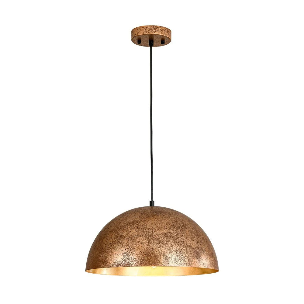 Oversized Metal Dome Pendant Light with Adjustable Cable, Gold-Foiled Interior and Four Size