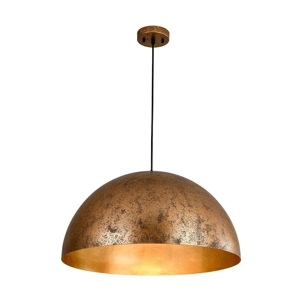 Oversized Metal Dome Pendant Light with Adjustable Cable, Gold-Foiled Interior and Four Size