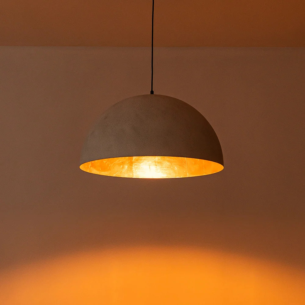Oversized Metal Dome Pendant Light with Adjustable Cable, Gold-Foiled Interior and Four Size