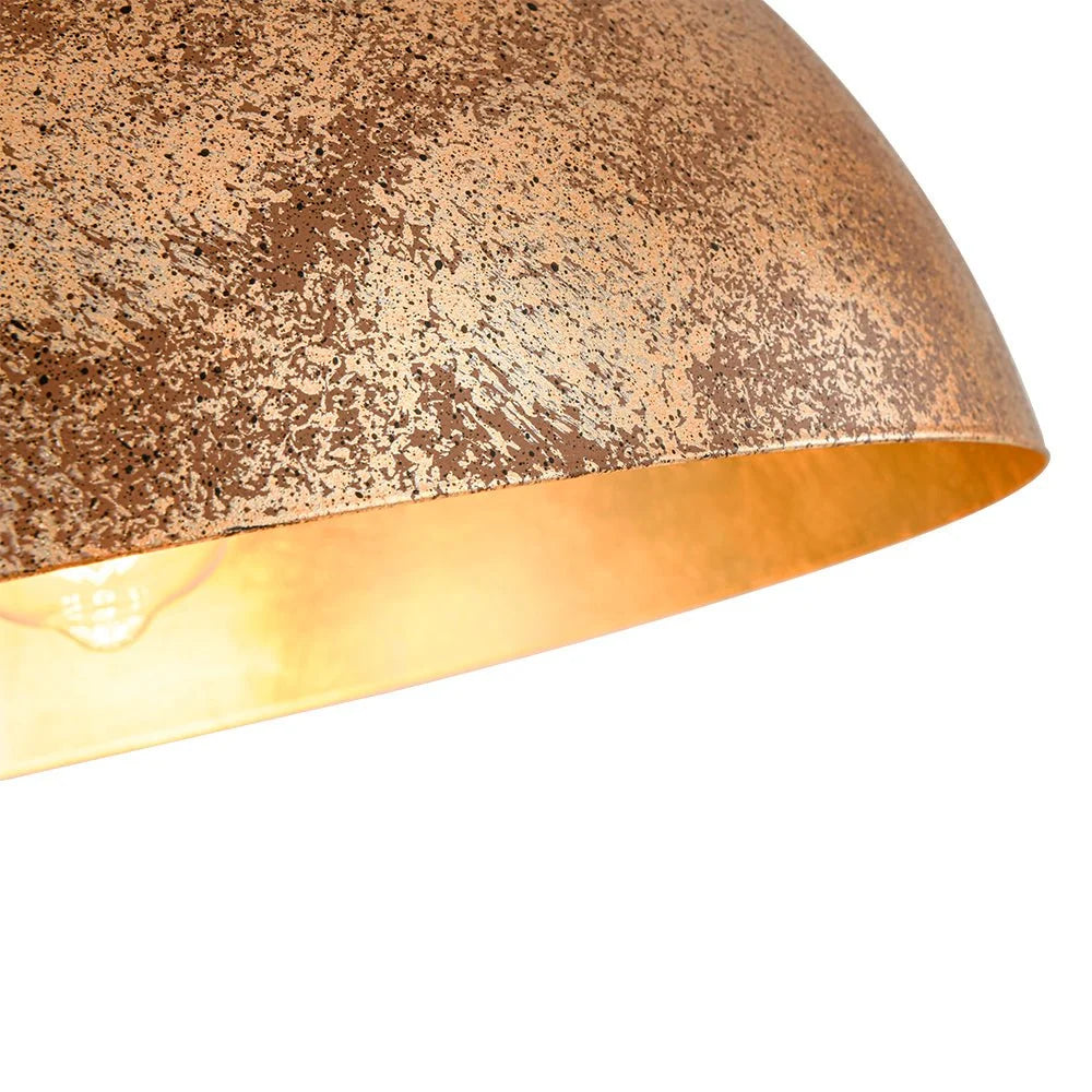 Oversized Metal Dome Pendant Light with Adjustable Cable, Gold-Foiled Interior and Four Size