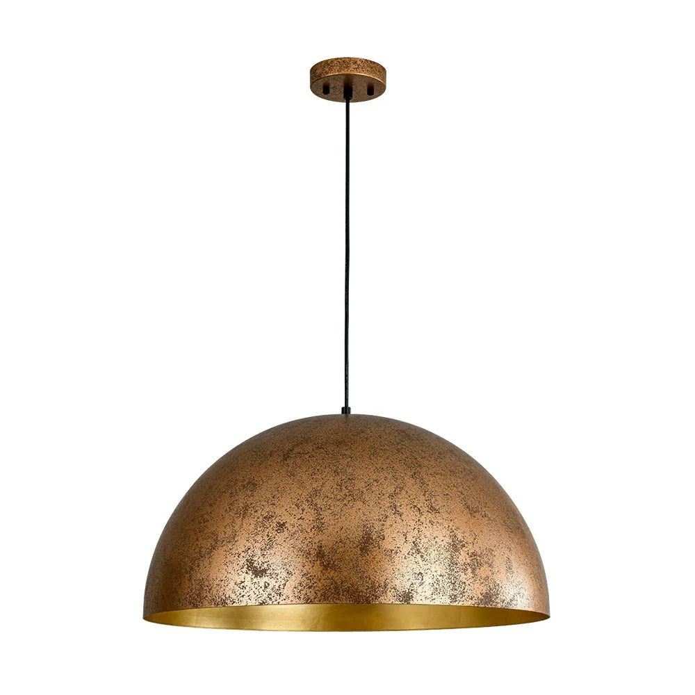 Oversized Metal Dome Pendant Light with Adjustable Cable, Gold-Foiled Interior and Four Size