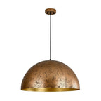 Oversized Metal Dome Pendant Light with Adjustable Cable, Gold-Foiled Interior and Four Size