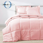 Oversized Pink Comforter Set with Moisture-Wicking Smart Fabric, Poly Down Alternative Fill and Pillow Shams