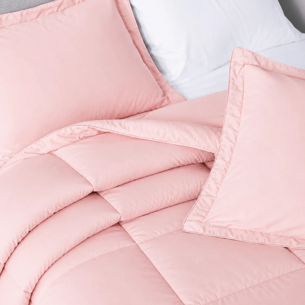 Oversized Pink Comforter Set with Moisture-Wicking Smart Fabric, Poly Down Alternative Fill and Pillow Shams