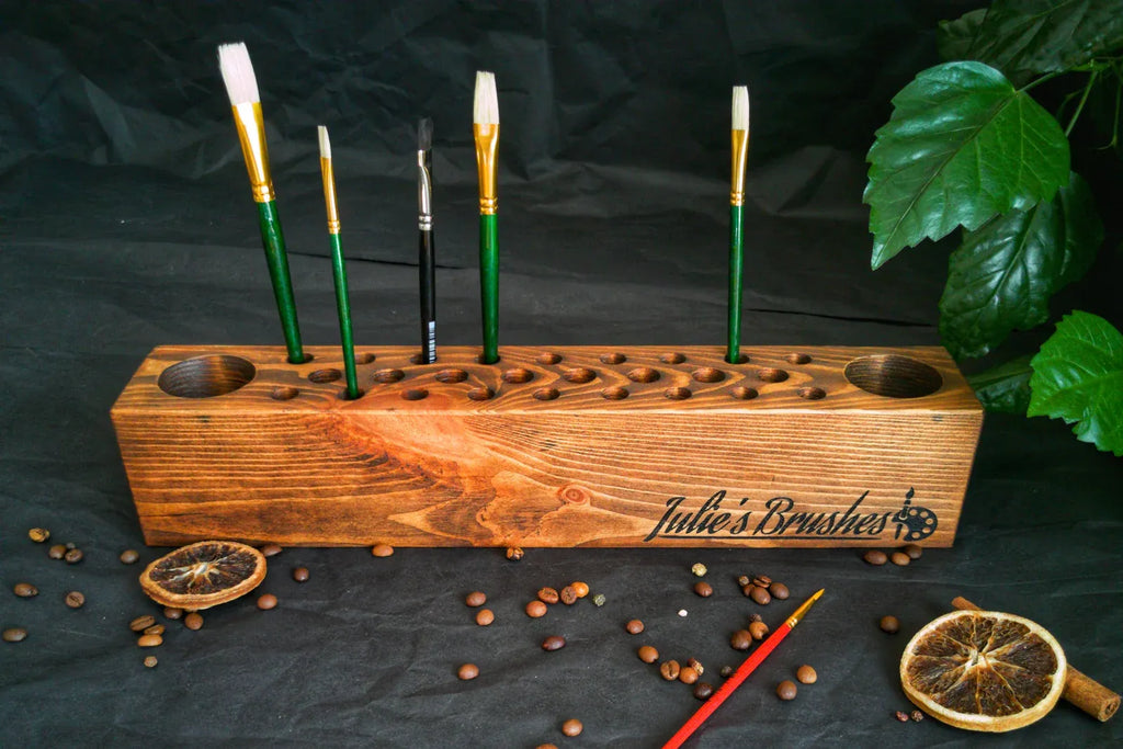 Paint Brush Holder Handmade from Wood